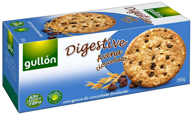 gullon 穀優 燕麥黑巧克力豆消化餅, 265g, 1盒