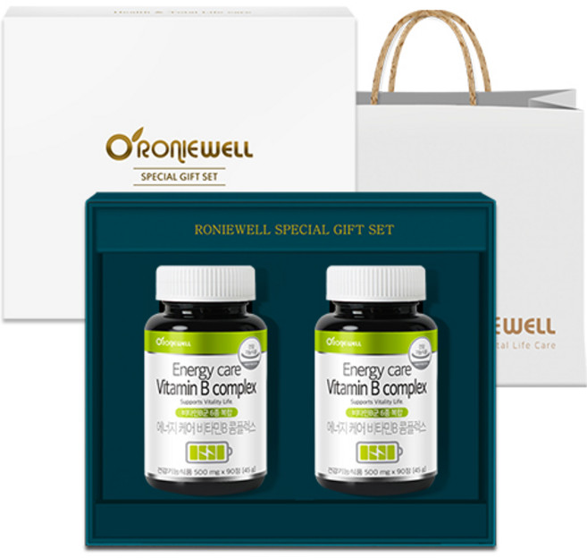 로니웰 에너지케어 비타민B 콤플렉스 선물세트 + 쇼핑백, 90정, 2개