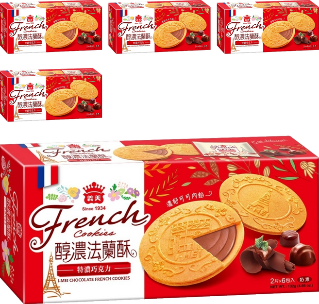 義美 法蘭酥 巧克力 6包, 132g, 5盒