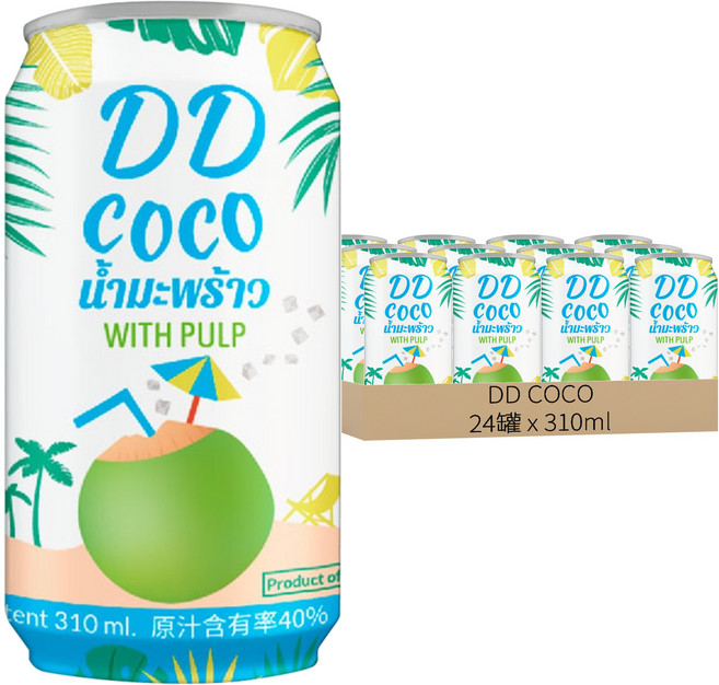 DD COCO 果粒椰子汁, 310ml, 24罐