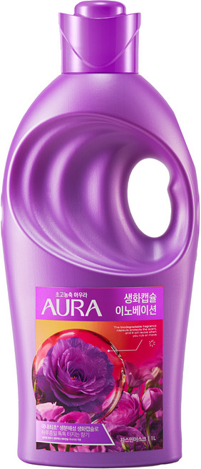 아우라 생화캡슐 이노베이션 초고농축 섬유유연제 자스민머스크향 본품, 1L, 1개