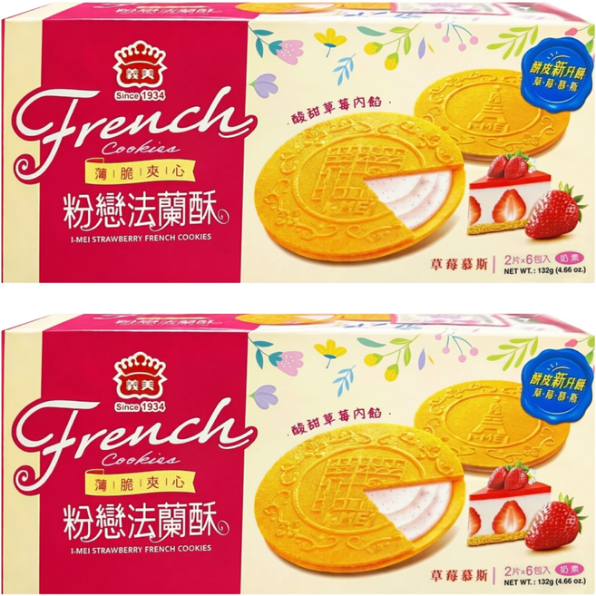 義美 法蘭酥 草莓 6入, 132g, 2盒
