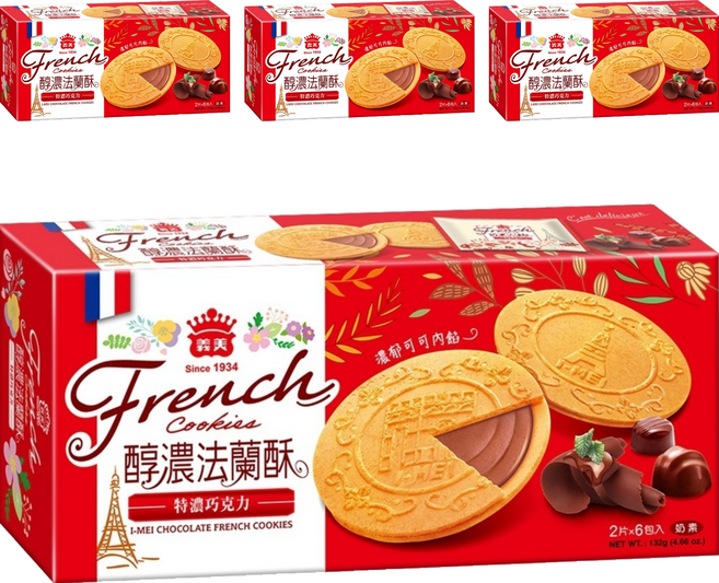 義美 法蘭酥 巧克力 6包, 132g, 4盒