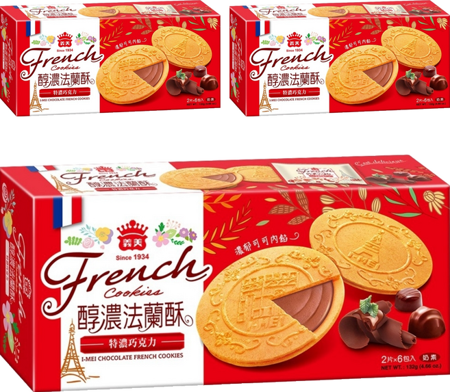 義美 法蘭酥 巧克力 6包, 132g, 3盒