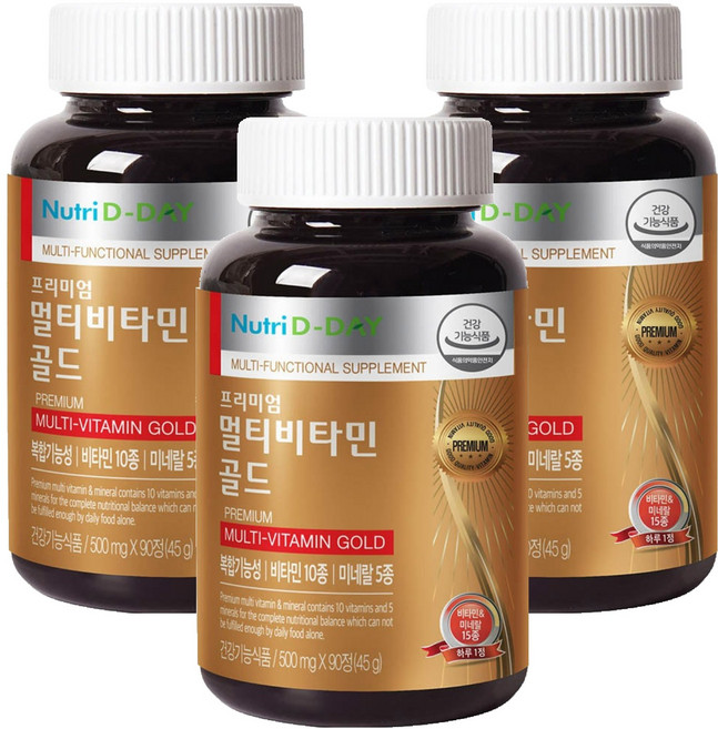 뉴트리디데이 프리미엄 멀티비타민 골드, 90정, 3개