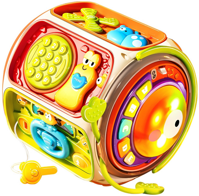 PLAYFUL TOYS 頑玩具 九面拍拍鼓 18個月適用, 混和顏色, 1個