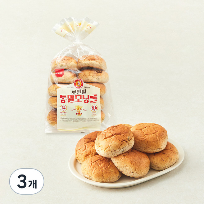 삼립 로만밀 통밀 모닝롤, 295g, 3개