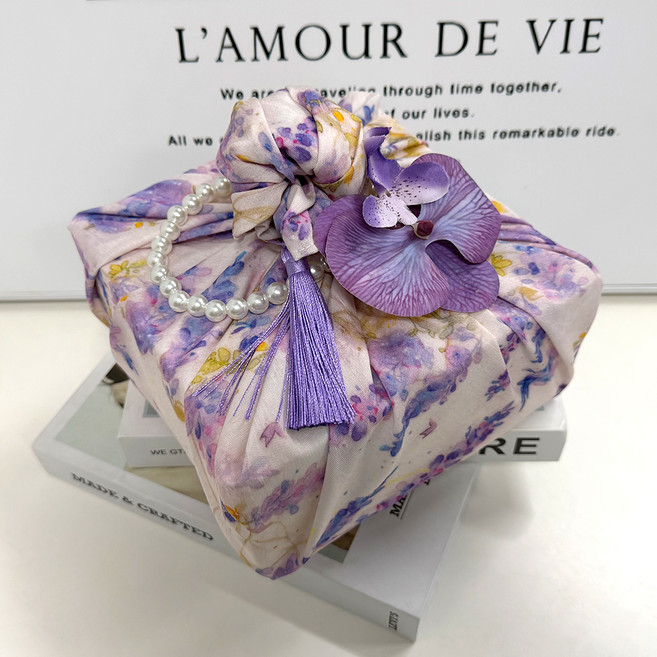 마메 라벤더 보자기 + 노리개 + 꽃 진주 풀세트, 퍼플, 1세트