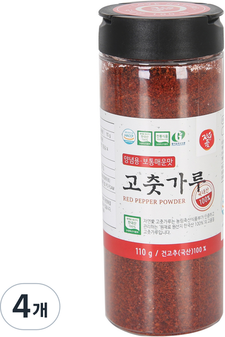 자연애고춧가루 양념용 고춧가루 PET, 110g, 4개
