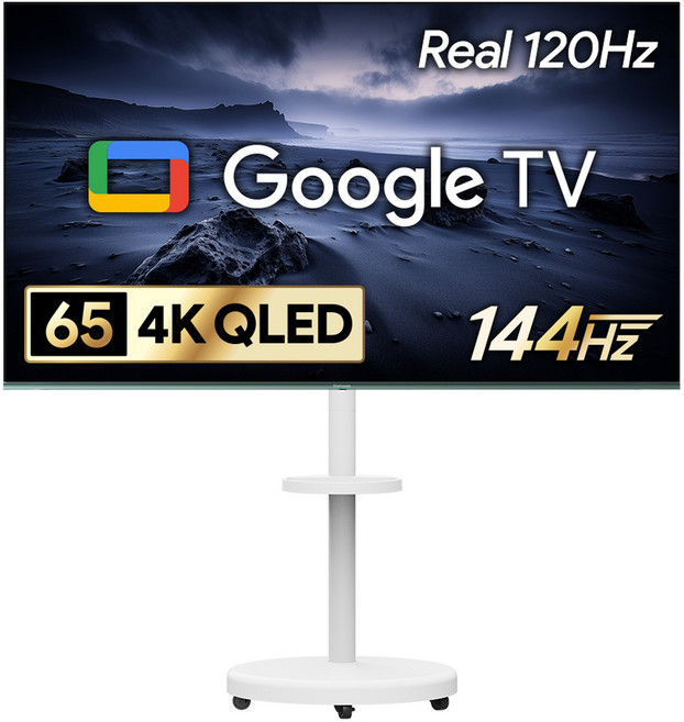 더함 4K UHD QLED 구글 스마트 이동식 144Hz 스마트TV 패키지, 165cm(65인치), UA651QLED SMART CINEMA144 24C1, 이동형 스탠드, 방문설치
