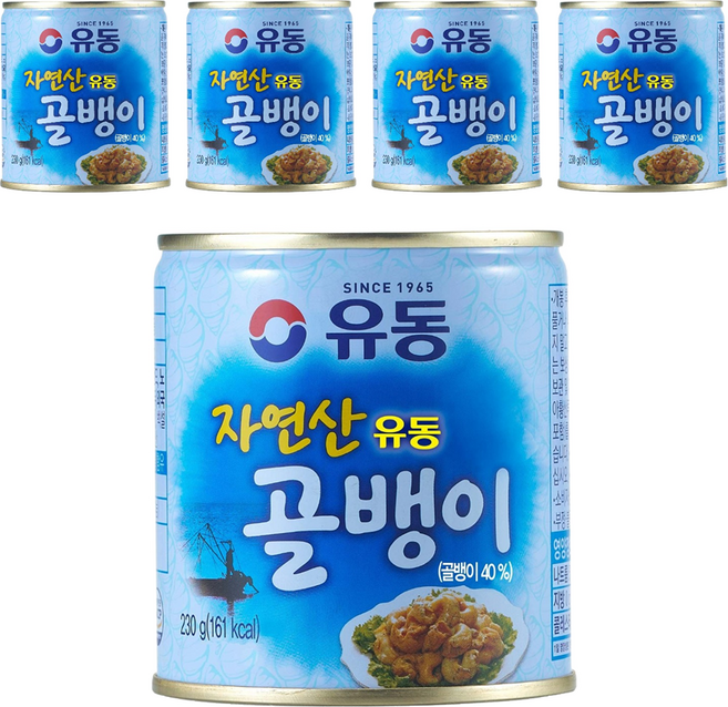 유동 자연산 골뱅이 통조림, 230g, 5개