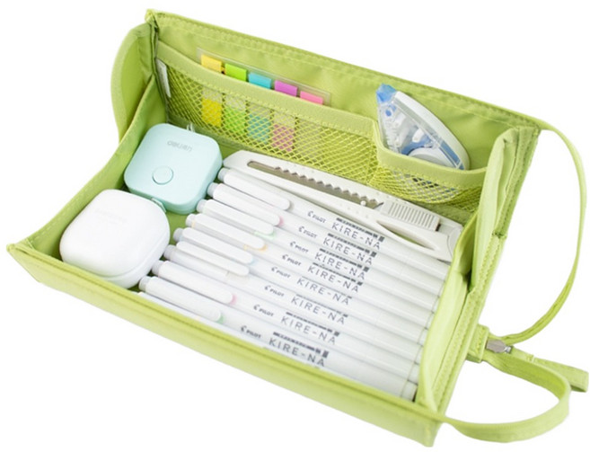 아트조이 고쿠요 KOKUYO 캠퍼스 트레이 대용량 멀티 필통, 그린, 1개
