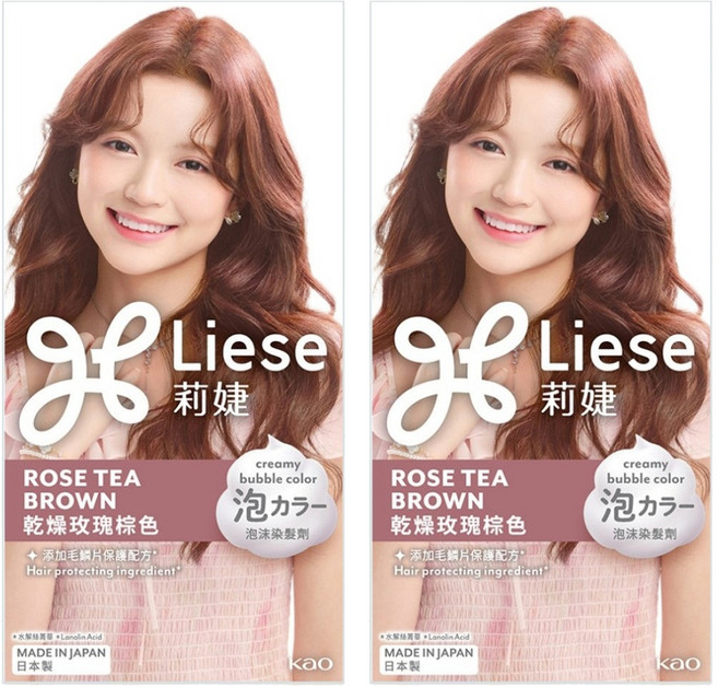 Liese 莉婕 泡沫染髮劑, 乾燥玫瑰棕色, 2個