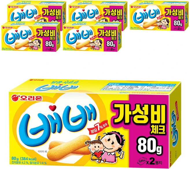 오리온 배배, 80g, 6개 - 쿠팡