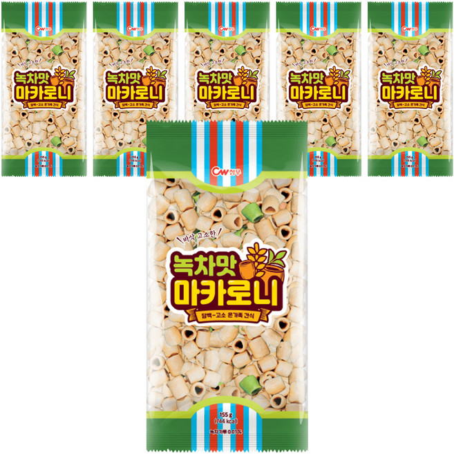 청우식품 녹차맛 마카로니, 155g, 6개