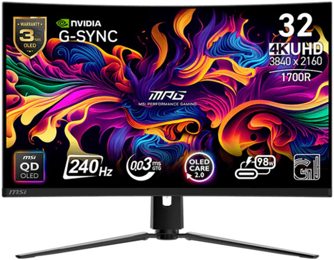 msi 微星 電競螢幕, 31.5吋, MPG 321CURX QD-OLED