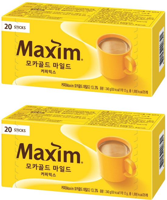 Maxim 麥心 摩卡經典三合一咖啡, 12g, 20條, 2盒