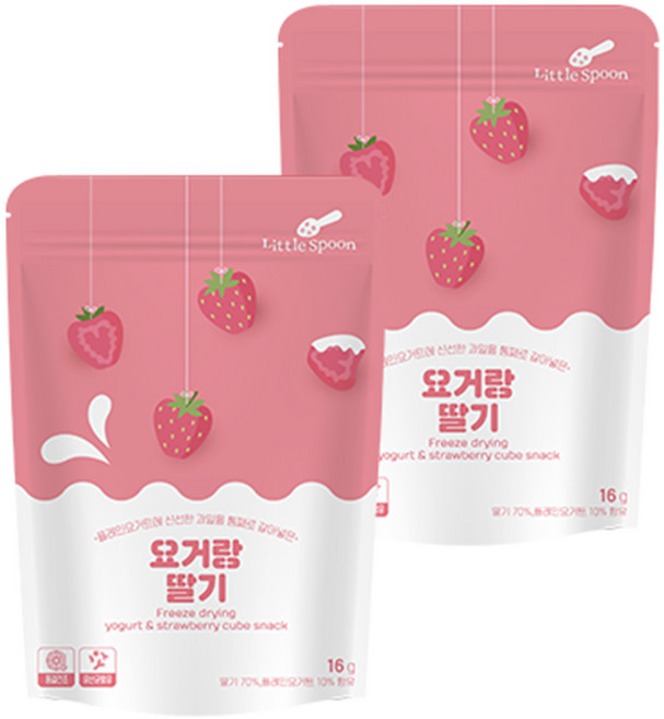 리틀스푼 요거트 큐브스낵, 요거랑 딸기, 16g, 2개