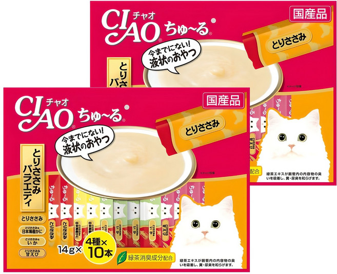 이나바 고양이 챠오츄르 버라이어티 간식, 닭가슴살, 560g, 2개