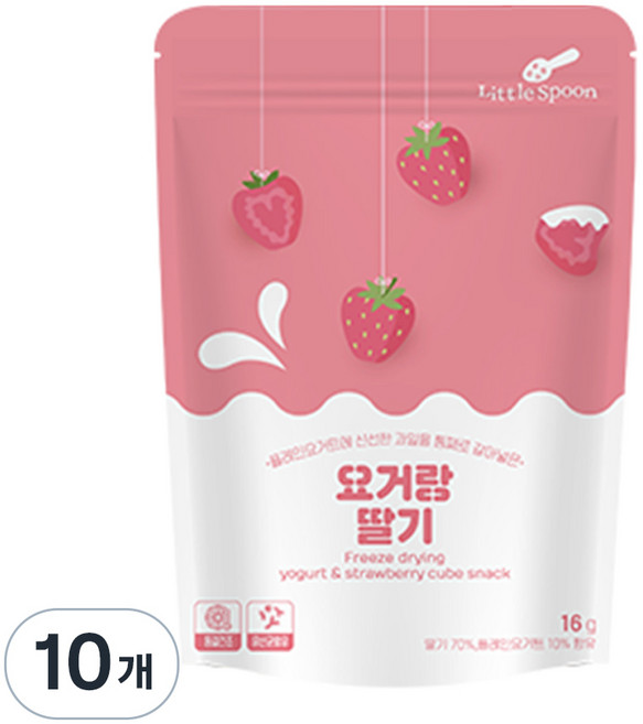 리틀스푼 요거트 큐브스낵, 요거랑 딸기, 16g, 10개