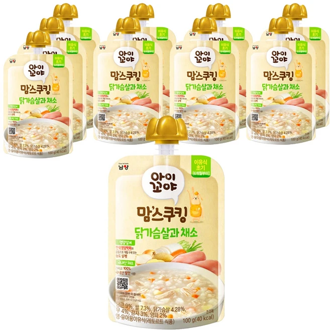 아이꼬야 맘스쿠킹 이유식 6개월부터, 100g, 10개, 닭가슴살 + 채소 혼합맛 - 쿠팡