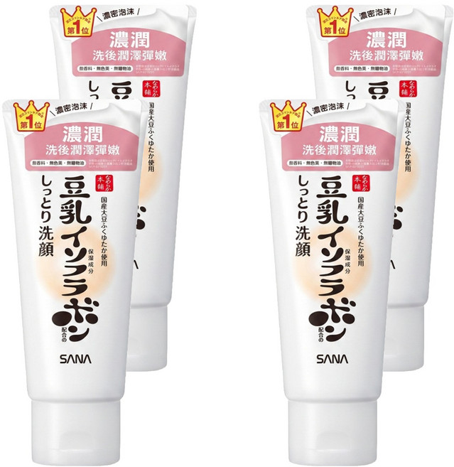 SANA 莎娜 豆乳美肌 洗面乳 濃潤, 150g, 4條