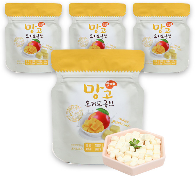 Jjangjuk 優格點心塊, 芒果口味, 4包, 16g