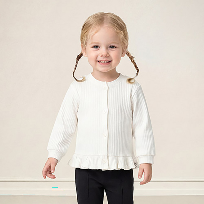 밀크마일 큐티 래빗 골지 프릴 가디건