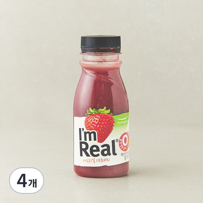 아임리얼 스트로베리 주스, 190ml, 4개
