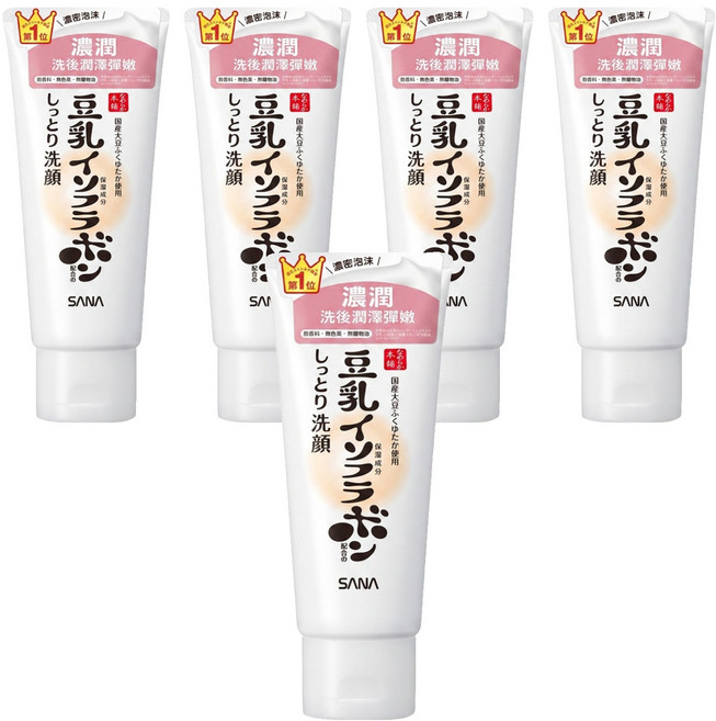 SANA 莎娜 豆乳美肌 洗面乳 濃潤, 150g, 5條