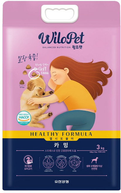 윌로펫 전연령용 강아지 헬시포뮬러 기능성 소프트사료 카밍, 오리, 3kg, 1개