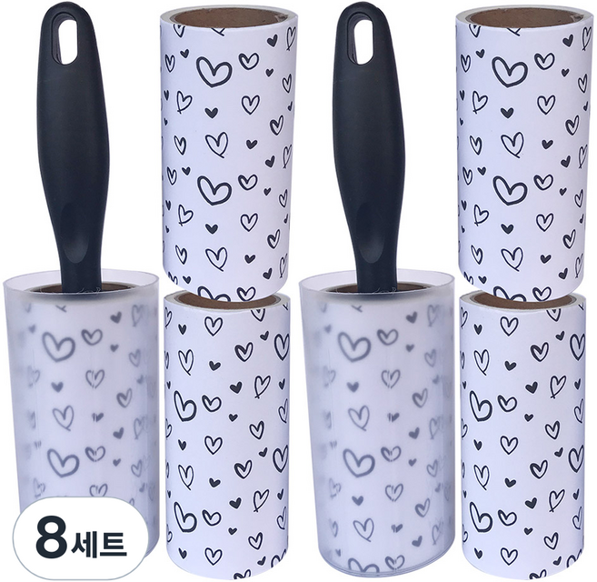 퍼닉 유니크 사선테이프 롤 클리너 일자형 블랙 + 리필 3p 세트, 8세트