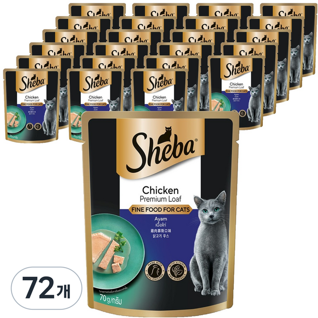 쉬바 1세이상 고양이 간식 파우치, 닭, 70g, 72개