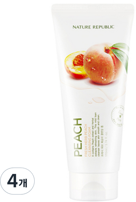 네이처리퍼블릭 프레시 허브 피치 클렌징 폼, 4개, 170ml