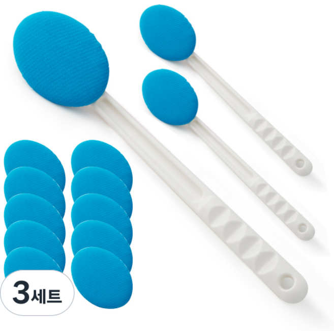 쓱싹 핸들 목욕 바디브러쉬 3p + 볼타월 10p 세트, 블루, 3세트
