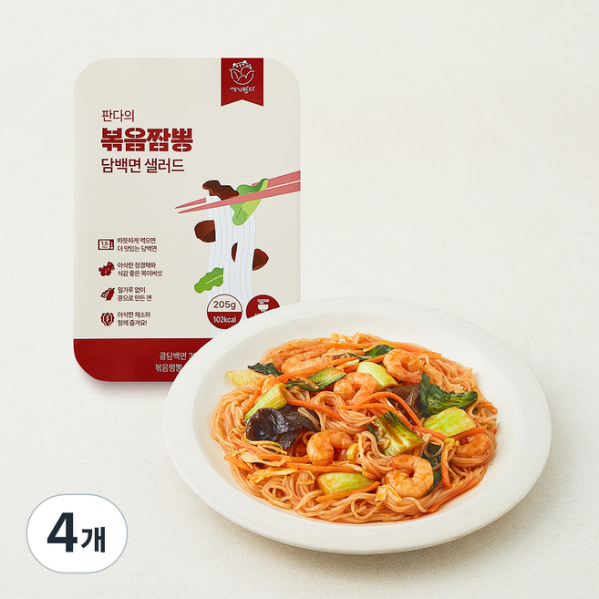 세끼판다 판다의 볶음짬뽕 담백면 샐러드, 205g, 4개