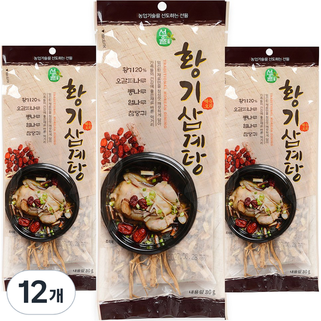 선율 황기 삼계탕 오리 백숙재료, 12개, 80g