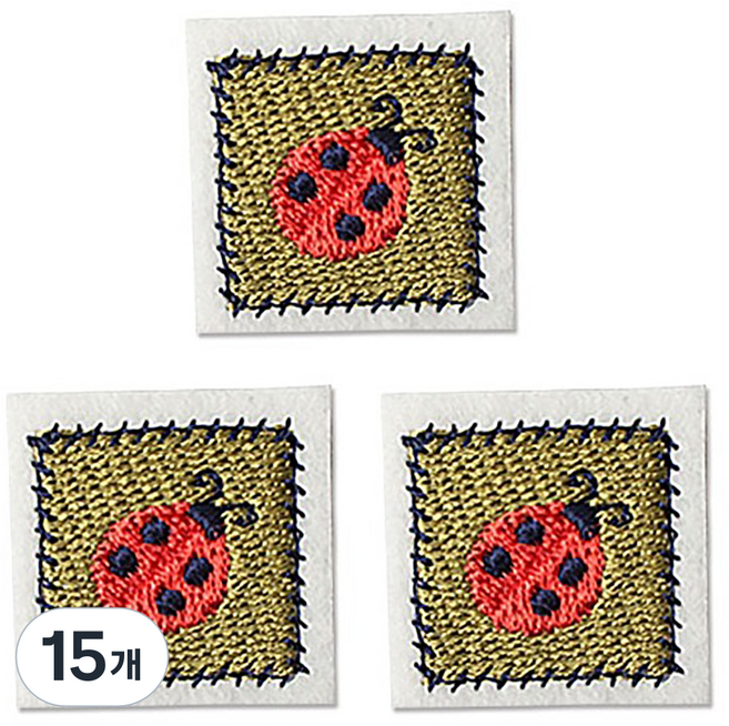 Button King 東大門鈕扣王 熱接著式刺繡臂章貼片, 15個, 瓢蟲