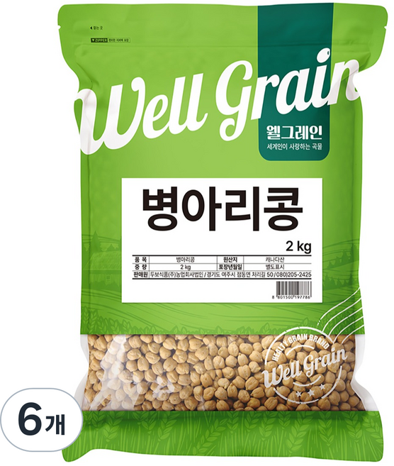 웰그레인 병아리콩, 2kg, 6개