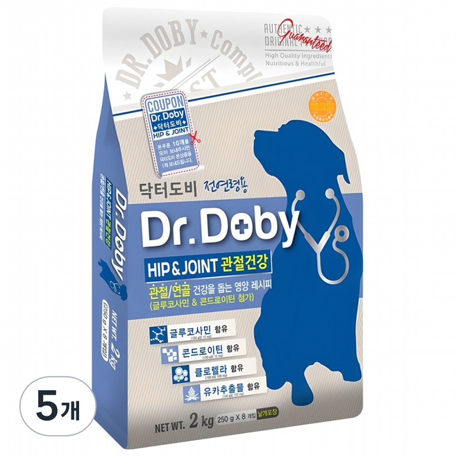 닥터도비 강아지 기능성 사료, 뼈/관절강화, 2kg, 5개