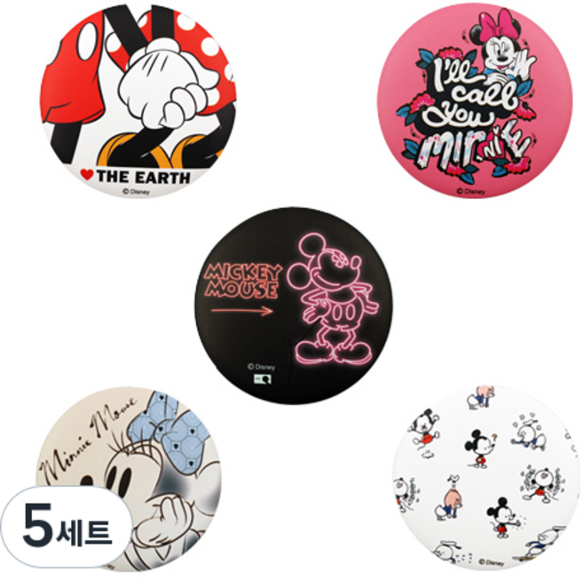세븐스타 디즈니 버튼거울 시즌2 5종 세트, 미키프렌즈, 5세트