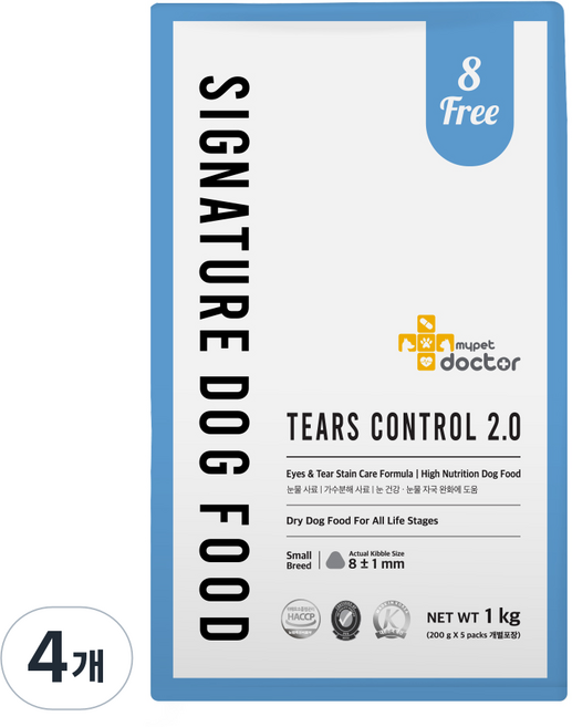 마이펫닥터 강아지 시그니처 2.0 기능성 사료, 눈물개선/눈건강, 1kg, 4개