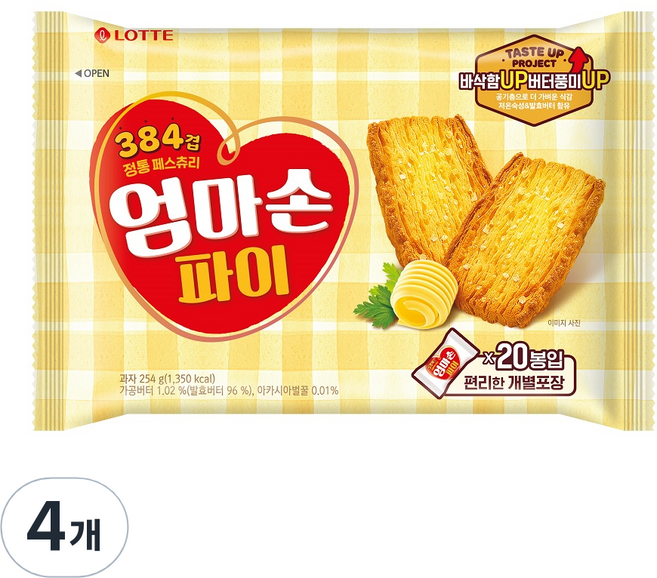 롯데웰푸드 엄마손 파이, 254g, 4개