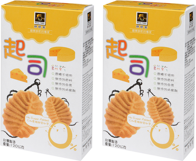 Home Bake 烘焙客 無加糖餅乾 起司, 120g, 2盒