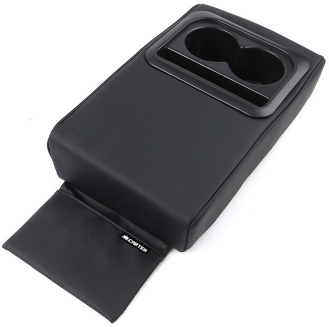 카템 컵홀더 수납 차량용 팔걸이 쿠션, 블랙, 1개