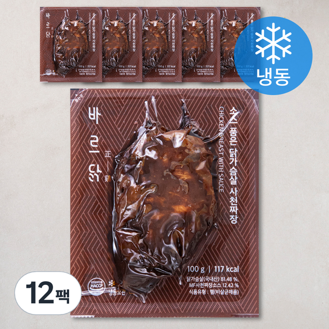 바르닭 소스품은 닭가슴살 사천짜장 (냉동), 100g, 1개입, 12개
