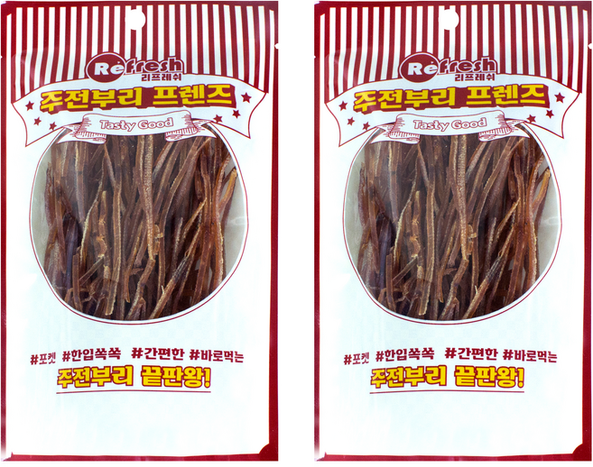 리프레쉬 주전부리프렌즈 쫄쫄찡어 조미오징어채, 20g, 2개