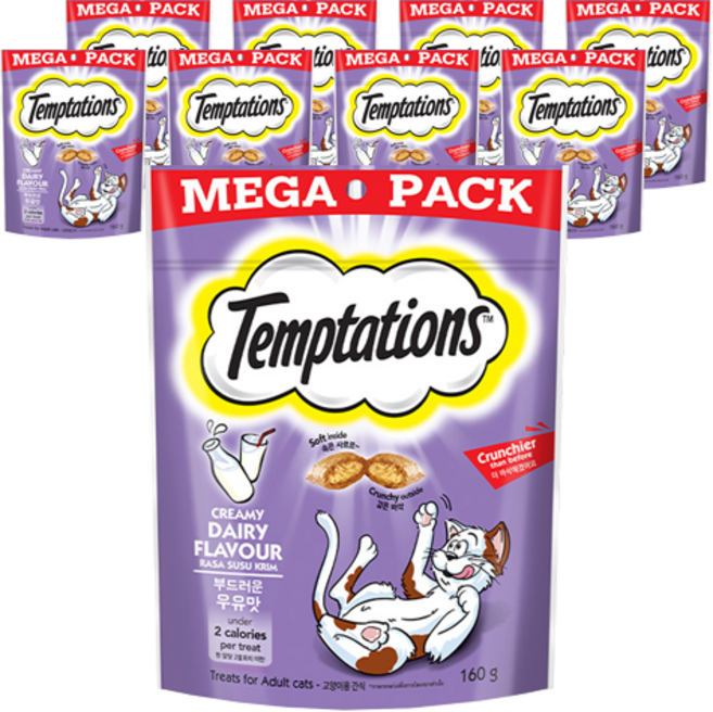 템테이션 고양이 스낵, 부드러운 우유맛, 160g, 9개