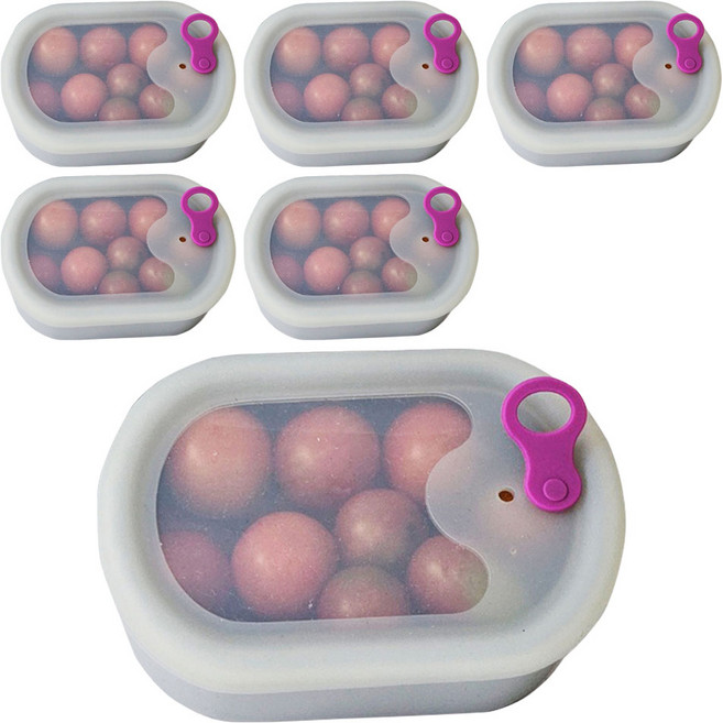 파미레 실리콘 반투명 스팀홀 타원 용기 그레이, 6개, 350ml