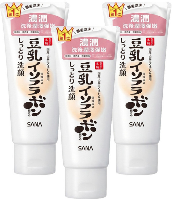 SANA 莎娜 豆乳美肌 洗面乳 濃潤, 150g, 3條